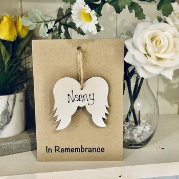 Personalised Remembrance Card Angel Wooden Keepsake, 6 of 7