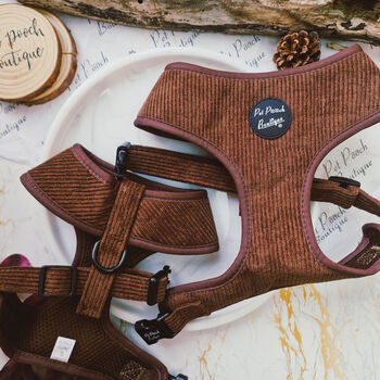 Coffee Bean Brown Cord Puppy Dog Harness Xs L, 6 of 11