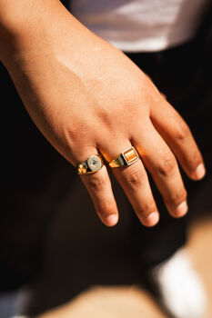 Men's Red Tigers Eye Gold Signet Ring For Men, 12 of 12