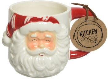 Ceramic Christmas Santa Shaped Mug, 2 of 7