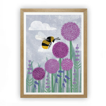 Bumblebee And Alliums Print, 2 of 3
