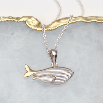 Sterling Silver And Gold Plated Whale And Calf Necklace, 2 of 4