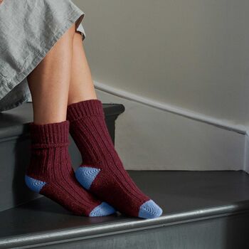 Recycled Silk And Lambswool Blend Cosy Ribbed Socks, 6 of 8