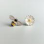 Sterling Silver Bumblebee And Daisy Stud Earrings, thumbnail 1 of 8