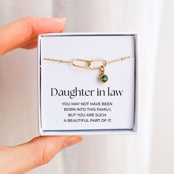 Daughter In Law Interlocking Bracelet – Family Bond Birthstone Gift, 9 of 11