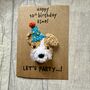 Personalised Name Age Party Dog Crochet Birthday Card Handmade, thumbnail 8 of 12