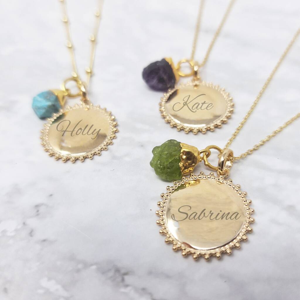 Personalised Gold Vermeil Plated Name Birthstone Chain, 1 of 12