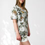 Giraffe And Leopard Print 100% Cotton Ladies Pyjama Short Set In White, thumbnail 3 of 8