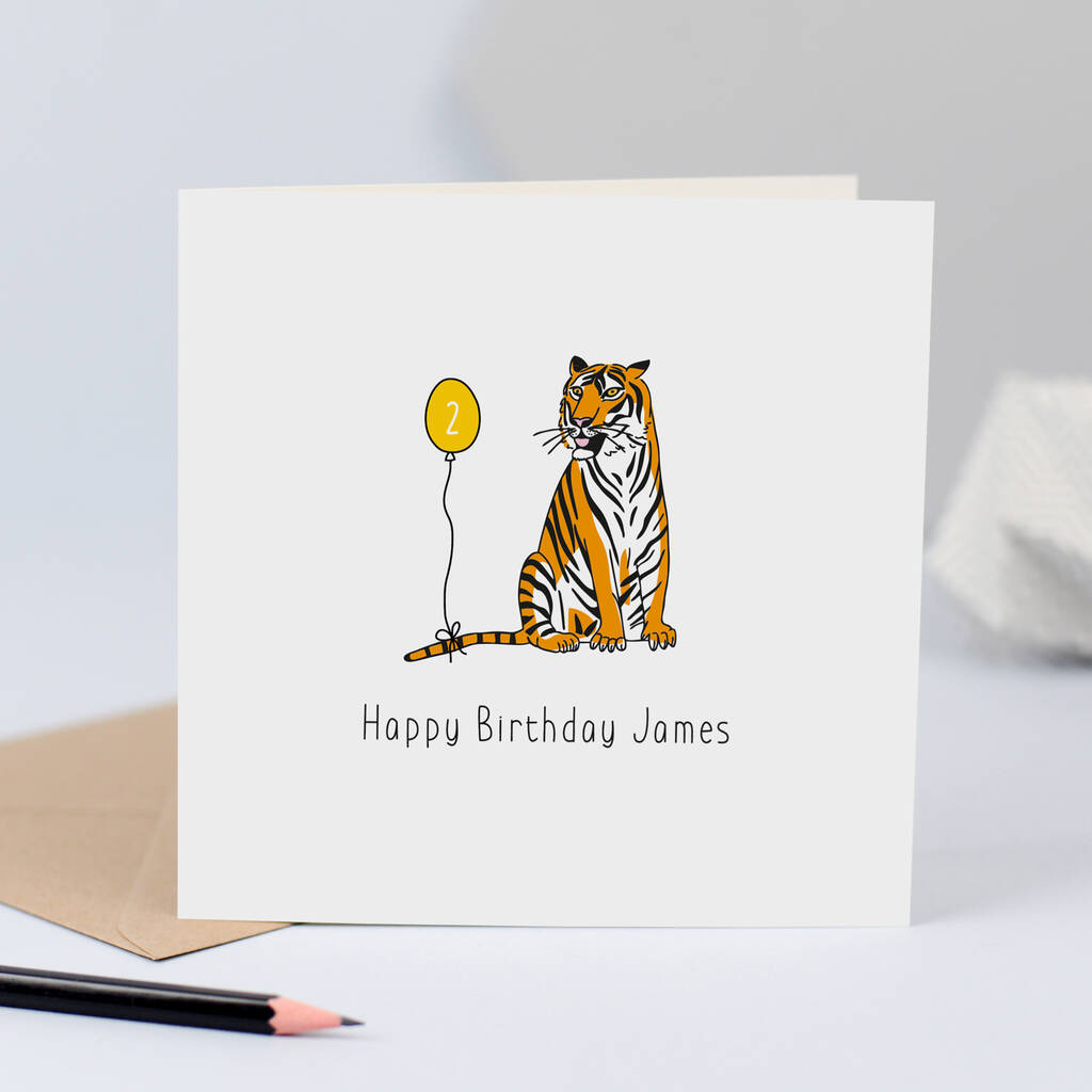 Tiger Birthday Card With Name And Age, 1 of 3