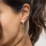Emerald Pendant Hoop Earring 18k Silver Plated, thumbnail 1 of 3