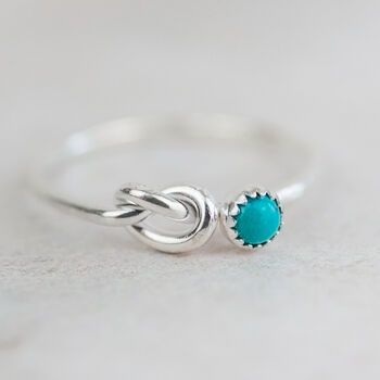 Sterling Silver Love Knot Ring With Birthstones, 3 of 9