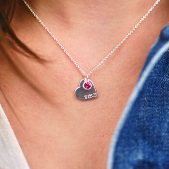 Personalised Heart And Birthstone Necklace, 5 of 9
