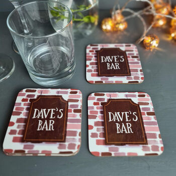 Personalised Home Bar Set Of Four Coasters, 5 of 9