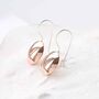 Sterling Silver Rose Gold Button Drop Earrings, thumbnail 6 of 6