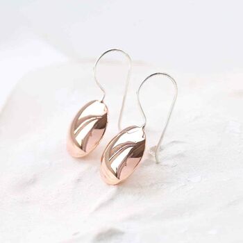 Sterling Silver Rose Gold Button Drop Earrings, 6 of 6