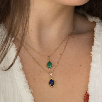 Malachite Drop Necklace 14k Gold Filled And Vermeil, 6 of 6