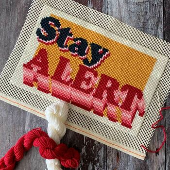 Stay Alert Wool Cross Stitch Kit, 3 of 4