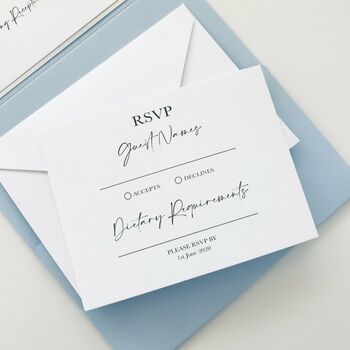 Dusky Blue And White Bunny Tails Wedding Invitation, 2 of 7