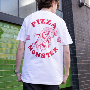 Pizza Monster Men's Back Print T Shirt, 3 of 5