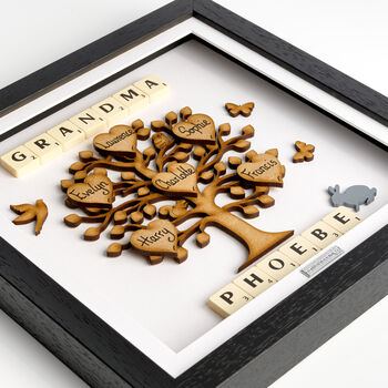 Gift For Grandma Personalised Wooden Grandchildren Family Tree Frame, 3 of 11