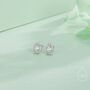 Tiny Droplet Cz Halo Stud Earrings In Sterling Silver, thumbnail 1 of 12