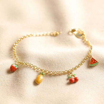 Fruit Charm Bracelet In Gold, 2 of 4