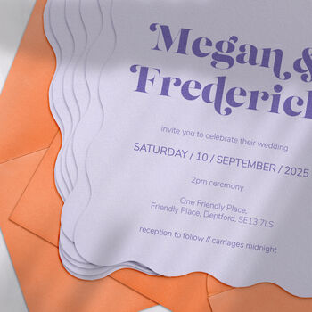 Notting Hill Bright Wavy Modern Wedding Invitation, 7 of 9