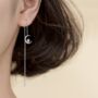 Sterling Silver Sparkly Moon And Star Threader Earrings, thumbnail 2 of 7