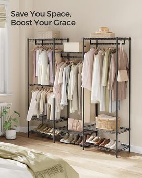 Clothes Rack Metal Hanging Rails Open Wardrobe Storage, 4 of 12