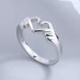 Silver Plated Hand Heart Couple Love Adjustable Ring, thumbnail 3 of 6