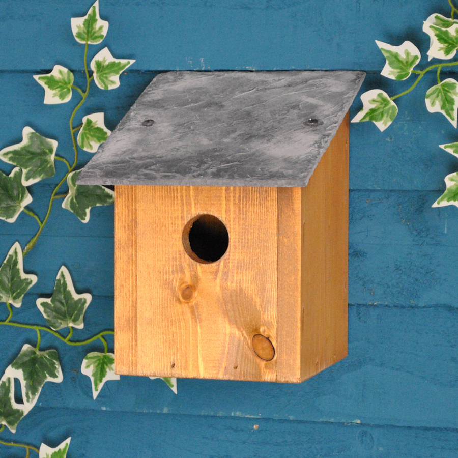 wild bird nest box with slate roof by garden selections