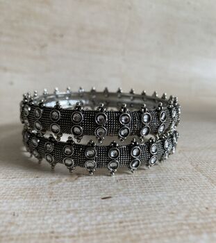 Oxidised Black Mirror Indian Bangles Two.Eight, 3 of 3