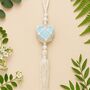 Opalite Heart Macrame Hanging Decoration, thumbnail 1 of 4