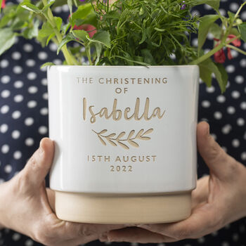Personalised Christening Indoor Plant Pot, 2 of 7