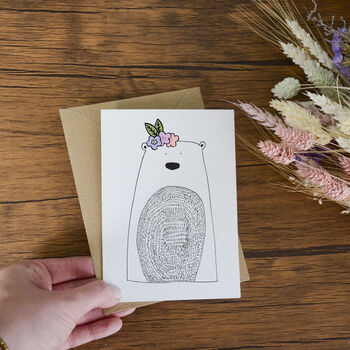 Illustrated Bear Floral Crown Greeting Card, 4 of 4