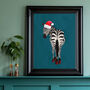 Christmas Turquoise Zebra In Heels Original Art Print, thumbnail 2 of 5
