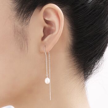 Genuine Pearl U Shape Threader Earrings, 6 of 9