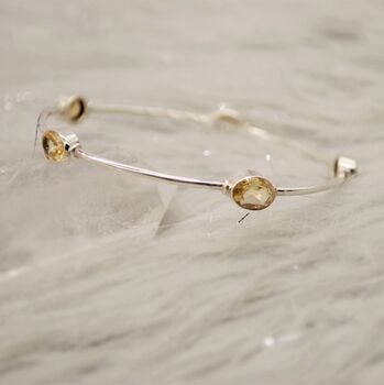 Citrine Sterling Silver Bangle Bracelet, 3 of 6