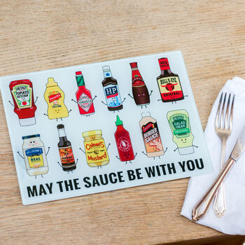 Funny Sauces Pun Chopping Board, 3 of 3