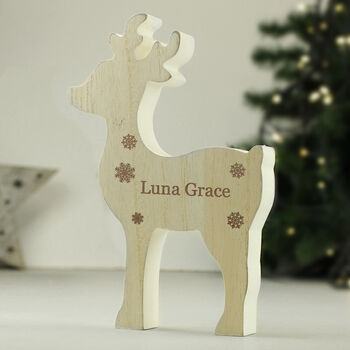 Personalised Name Wooden Reindeer Decoration, 3 of 4