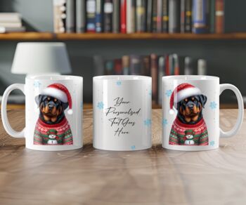 Personalised Rottweiler In Christmas Jumper Mug B, 2 of 2