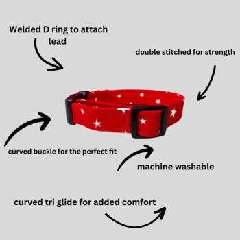 Red Star Dog Collar For Boy Or Girl Dogs, 2 of 3