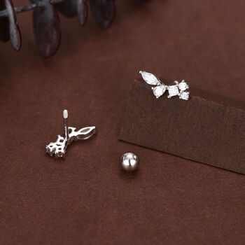 Sterling Silver Cz Cluster 18 G Screw Back Stud Earrings, 5 of 11