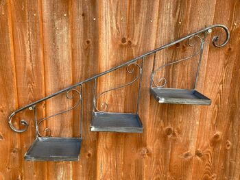 Grey Metal Wall Mounted Planter Stand Vintage Style, 7 of 11