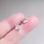 925 Sterling Silver Crown Stud Earrings, thumbnail 6 of 7