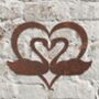 Metal Heart And Swans Garden Sculpture Wall Art, thumbnail 1 of 1