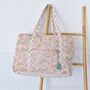Block Printed Peach Floral Quilted Bag, thumbnail 4 of 6