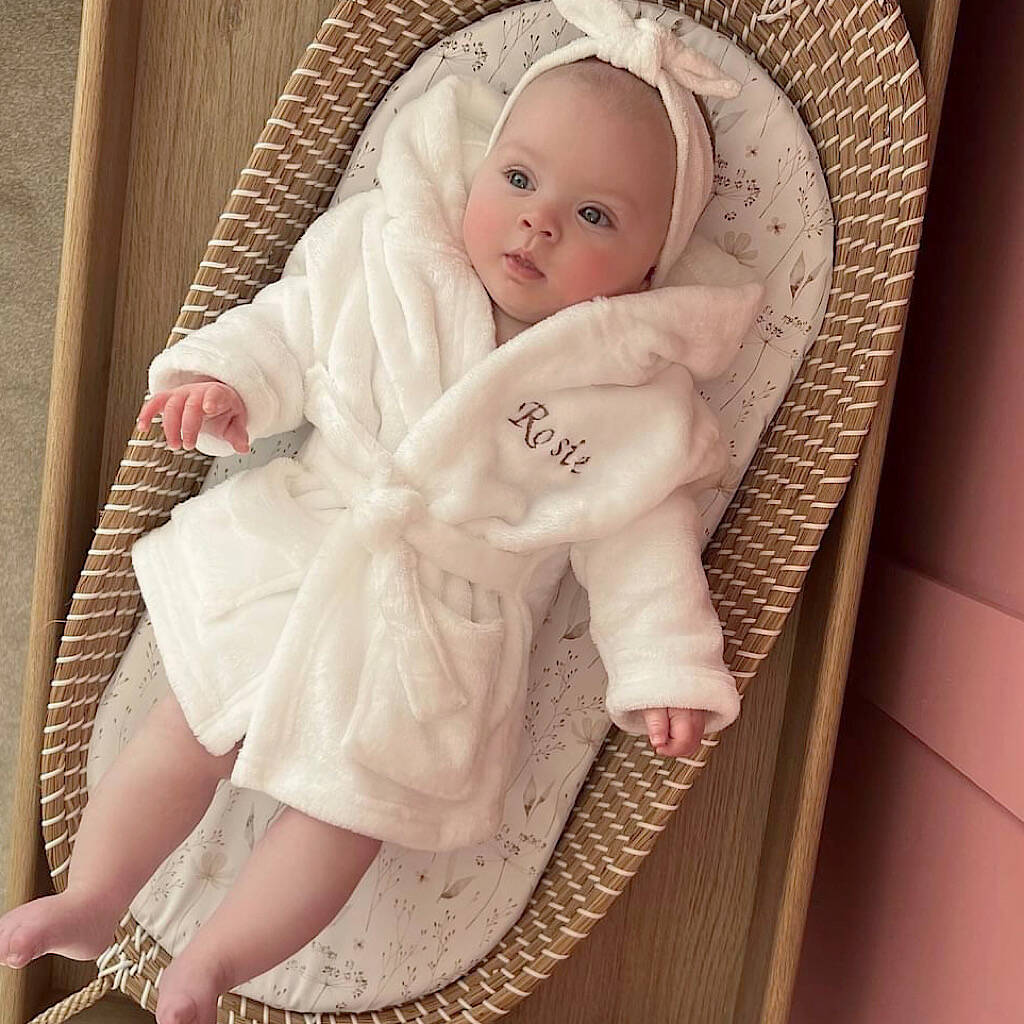 Personalised Embroidered Baby Dressing Gown By The Gifted Sisters