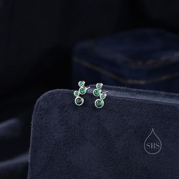 Emerald Green Cz Bubble Cluster Stud Earrings, 7 of 11