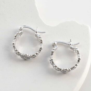 Sterling Silver Lace Flower Hoops, 4 of 5